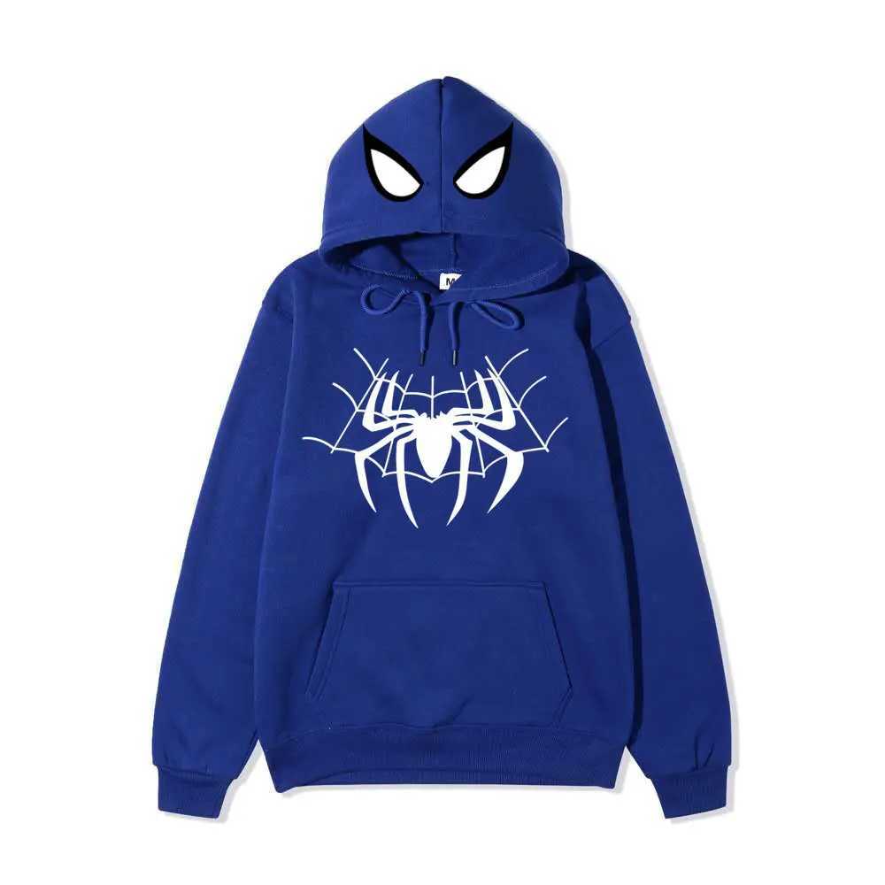 European and American dark sportswear mens and womens hoodies Gothic couple Harajuku spider print casual top Y2K W250408