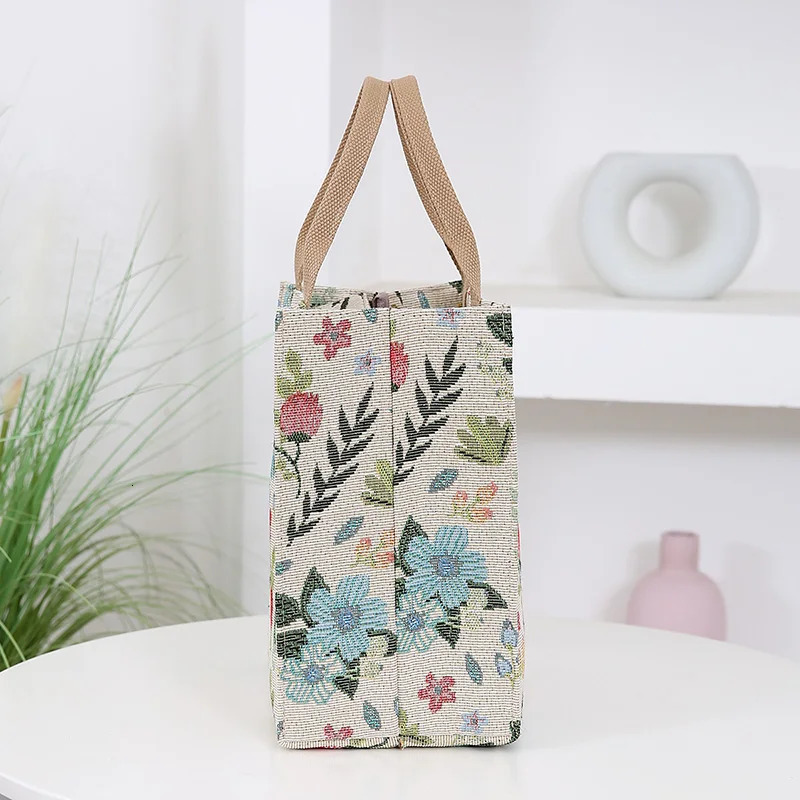 Knitted Thick Fabric Handbag Portable Workday Mess Storage Bag Mothers Shopping Bento 250401