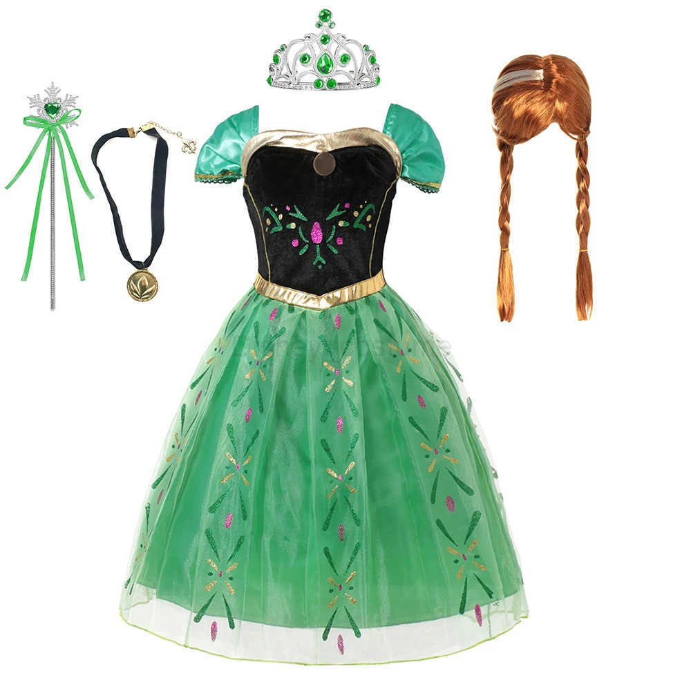 Disney Anna Costume For Kids Girl Fancy Birthday Party Gown Princess Dress Carnival Party Children Clothing Full Printing Vestidos X250408