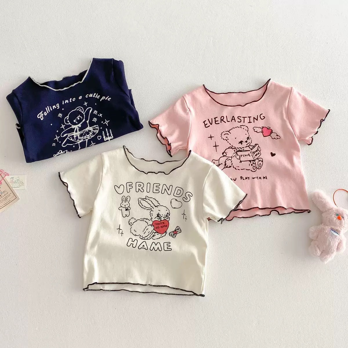 Ddmyshoesvip Children S Clothing Girls Short Sleeved T Shirt Summer New Item Children S Versatile Mushroom Edge Top Baby Girl Printed T Shirt Trend