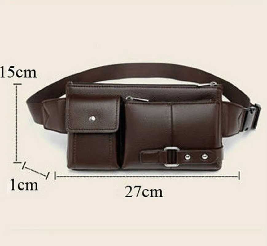 Multi pocket Fanny Pack PU leather waist bag ultra-thin shoulder bag Hip wallet adjustable shoulder strap casual bag outdoor day bag Z250407
