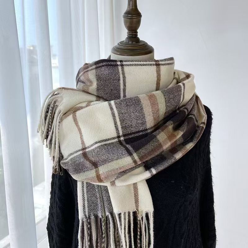 T437 plaid scarf Korean version of winter cashmere autumn and winter thick warm all-match scarf shawl student couple