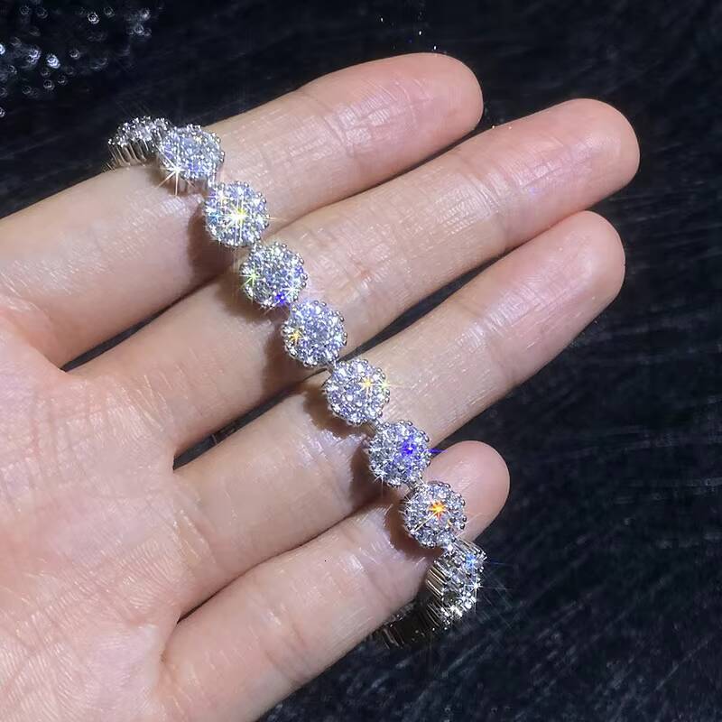 Factory Iced Out D Color Moissanite Tennis Bracelet S925 Sterling Silver GRA Moissanite Bracelets Hip Hop Womens Jewelry