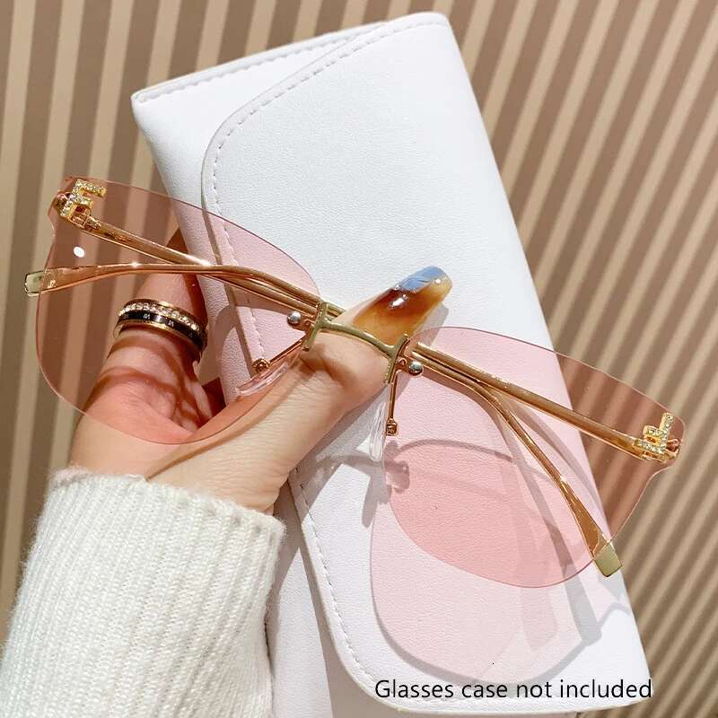 Frameless Square Fashion Trend Cutting Edge Large Frame Women's Letters F Street Shot Sunglasses 90268