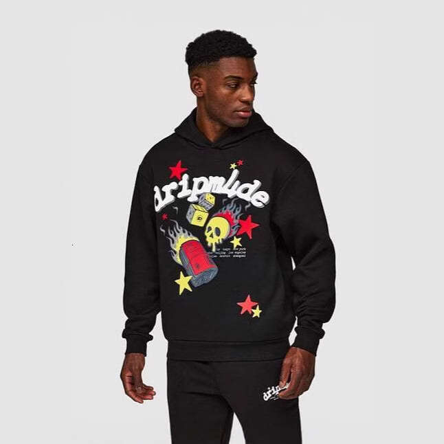 American street skull letter print fashion design pattern men's and women's summer loose hoodie