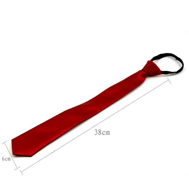 New Pre-tied Neck Tie Necktie For Girls Boys Kid Skinny Zipper Lazy Ties Children Red Solid Color Slim Narrow Bridegro Party X250407