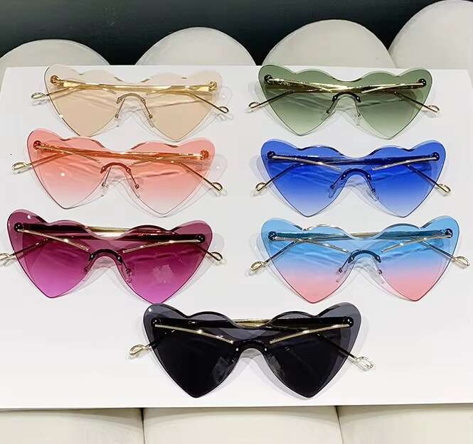 New Trend Creative Funny Hip Hop Party Eyeglasses Rimless Ladies Heart Shape Sun Glasses