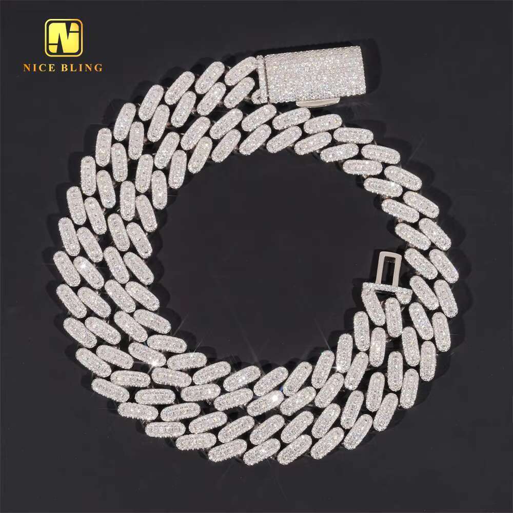 Moissanite Hip Hop Jewelry Sier VVS Necklace Iced Cuban Chain