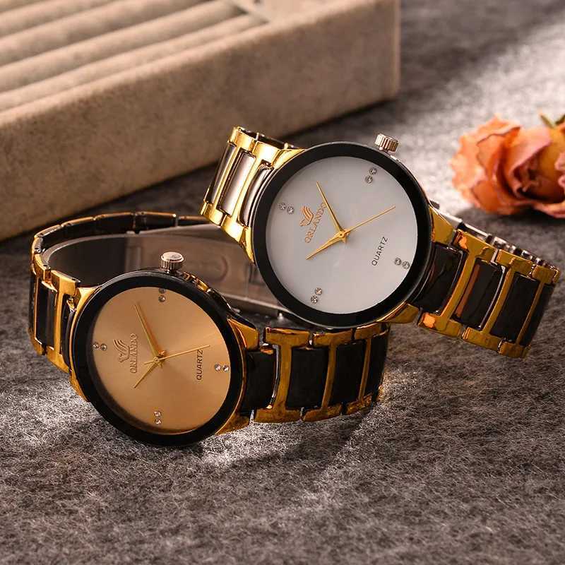 Orlando Mens Luxury Watch Arrives New Cool Black Gold Quartz Steel Watch Exquisite Masculino Religio Fashion Watch Y250407