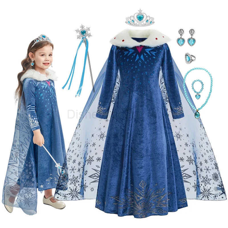 Disney Frozen Elsa Costumes Baby Girls Clothes Princess Mesh Sequin Dress Children Clothing Kids Birthday Blue Carnival Cosplays Dress X250408