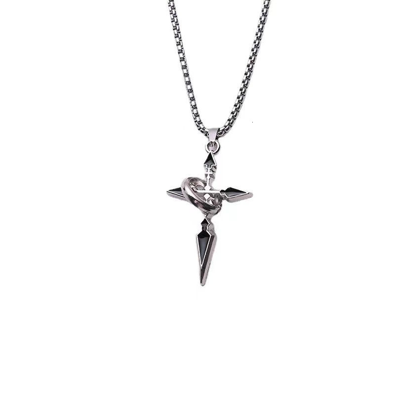 Handsome to point of speechlessness, this is the cross pendant that boys should have, men's trendy brand necklace, titanium steel versatile neckl