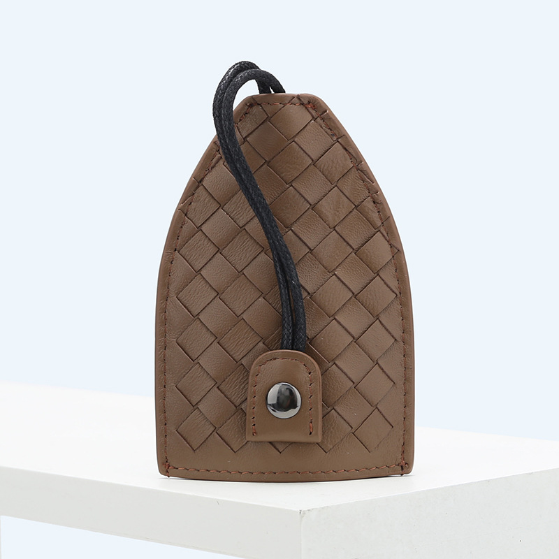 new Car Key Cover Genuine Leather Woven Luxury Car Key Pouch Universal Fit for Volkswagen Mercedes-Benz BMW Audi Key Cases