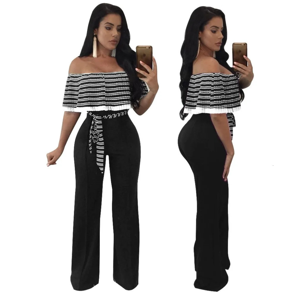 Fashion Women tube Ruffles Jumpsuits Sexy Playsuits plus size Bodysuits Rompers 250407