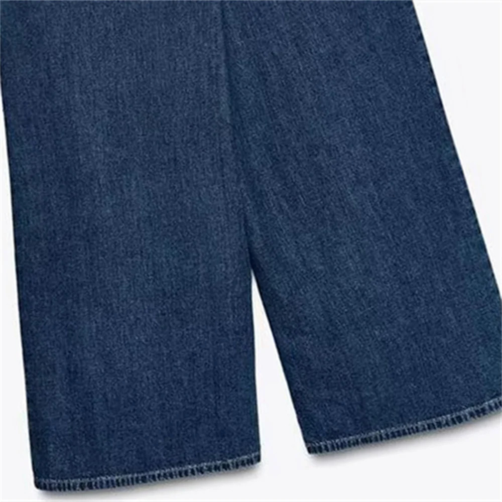 UNIZERA womens wide leg straight jeans button pocket decoration used for spring and summer casual clothing 250407