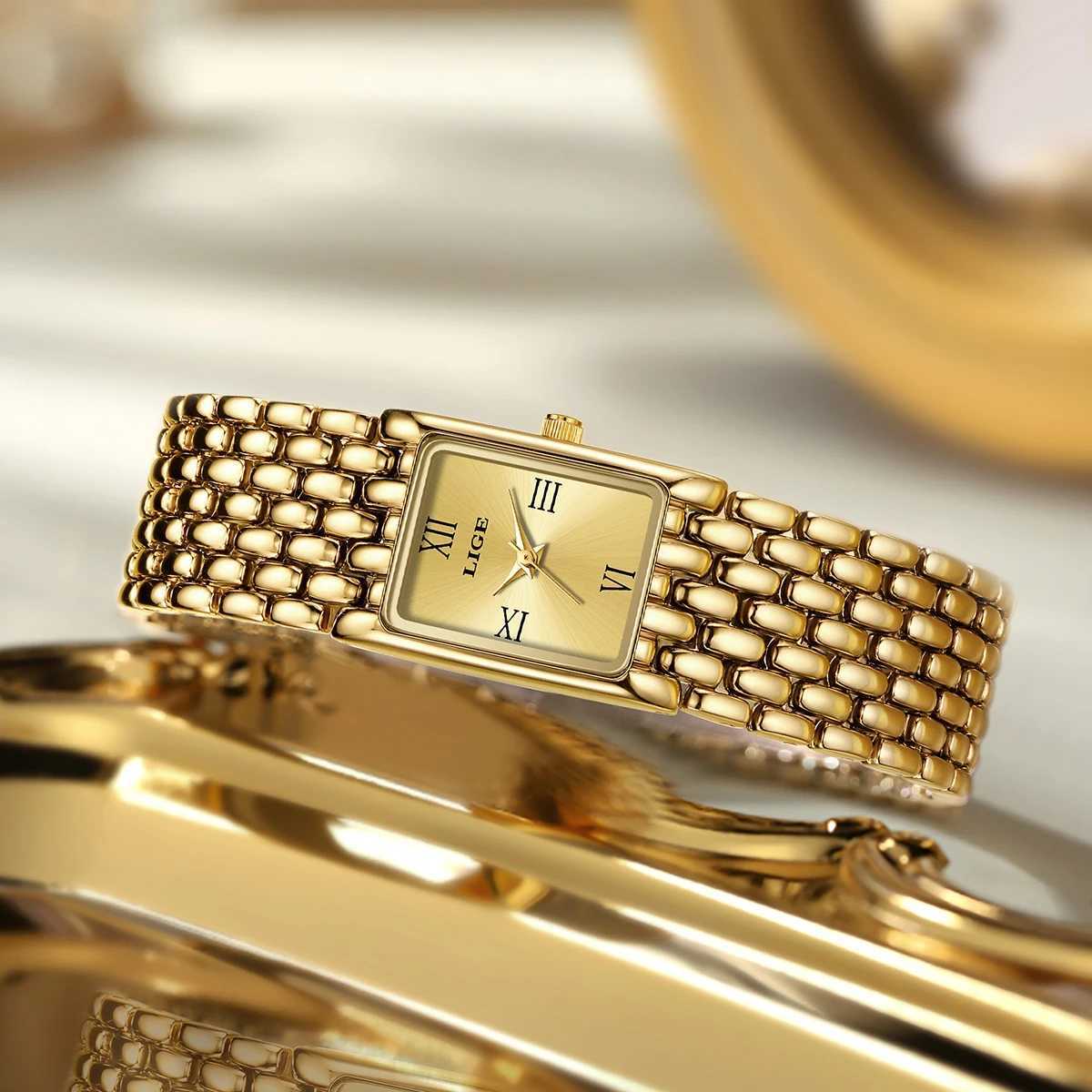 Womens Square Womens Quartz Watch Stainless Steel Womens Small Gold Watch Luxury Leisure Fashion WatchT250408