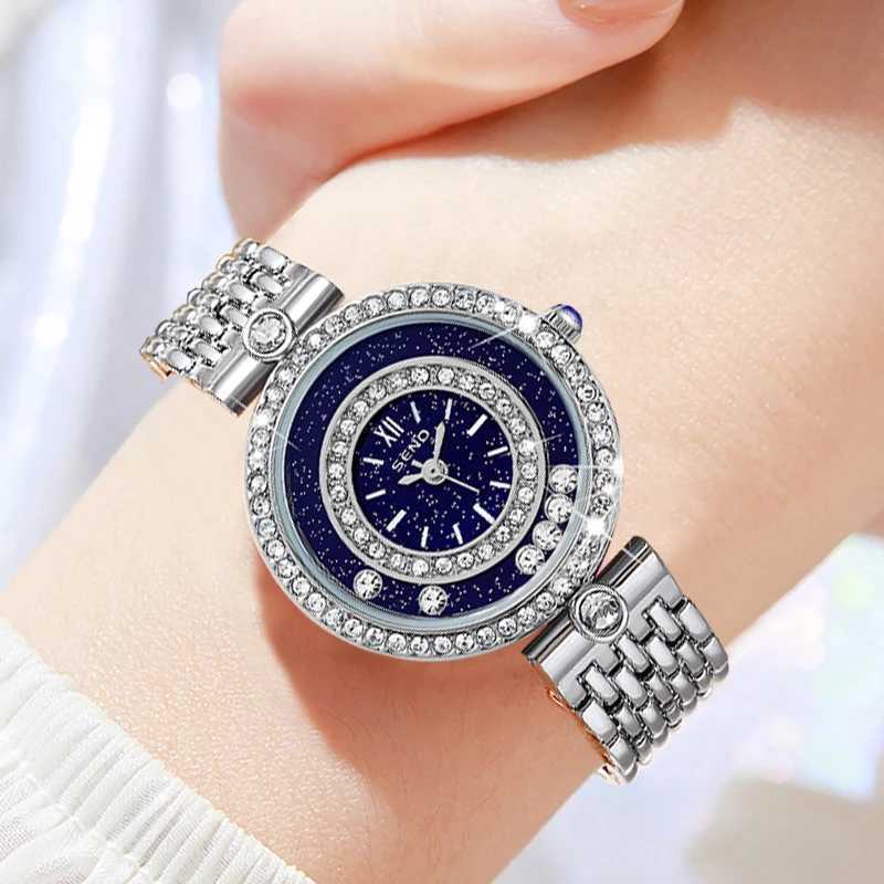 Womens Bracelet Watch Silver Top Luxury Womens Watch Womens Watch All Steel Quartz Watch Elegant and FashionableT250408