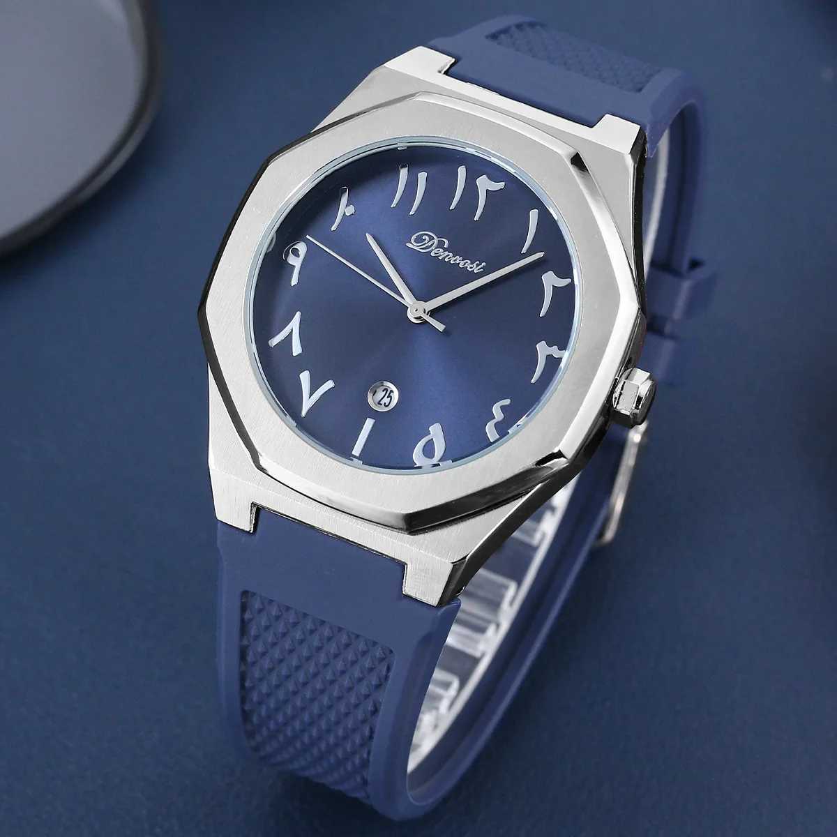 Middle East Arab Digital Creative Mens Watch Luxury Brand Quartz Fashion Silicone Watch Mens Gift Watch Reloj Hombre Y250407