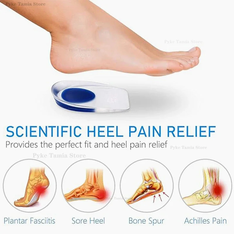 Silicone Heel Pad Gel Soft Insole Sports Shock Absorbing Shoe Pad Bone Spurs Pain Relief Protect Heel Foot Massager Care Inserts 250408