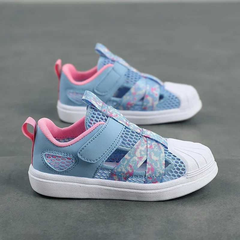 Fashionable childrens soft casual shoes girls light short and chubby air mesh sports shoes childrens summer 4 5 6 7 8 princess mesh sports shoes W2504