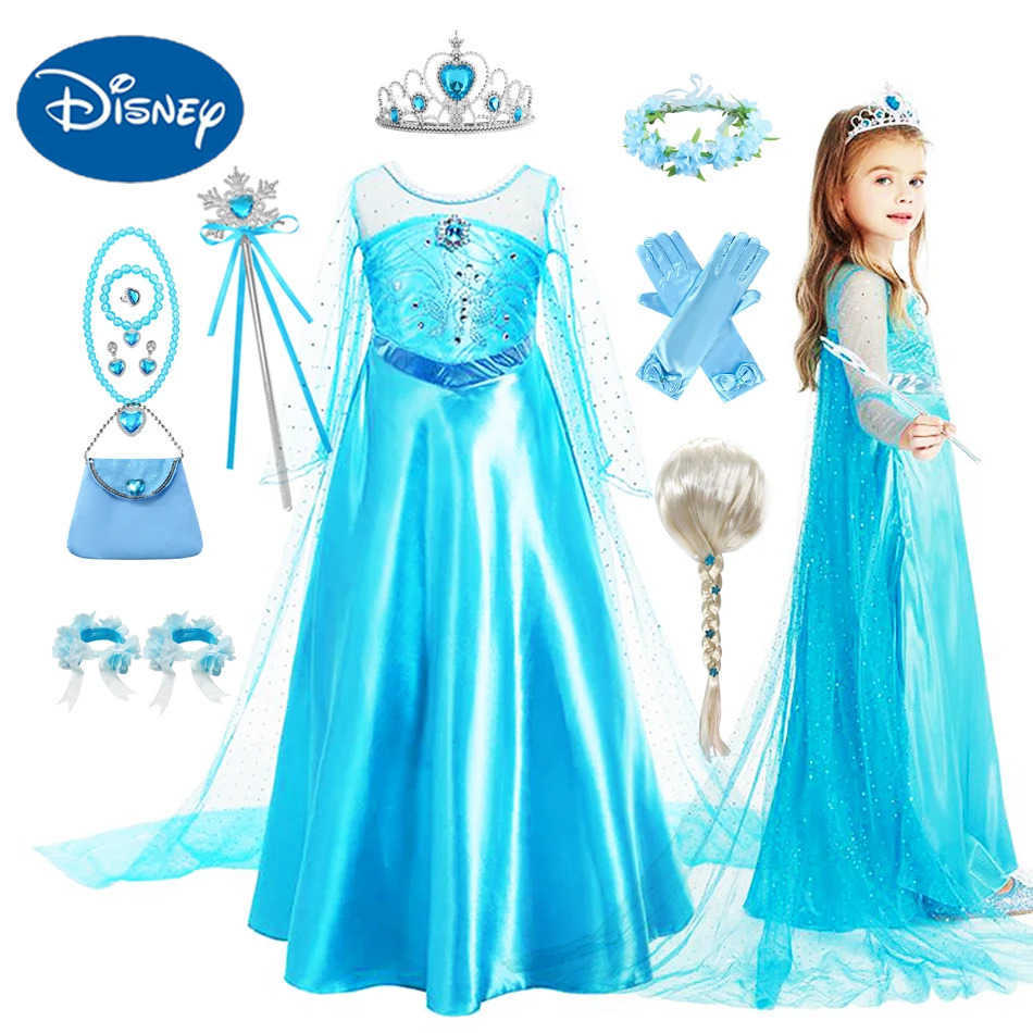 Disney Elsa Girl Birthday Princess Costume Childrens Halloween Carnival Easter Party Role Playing Girl Costume X250408