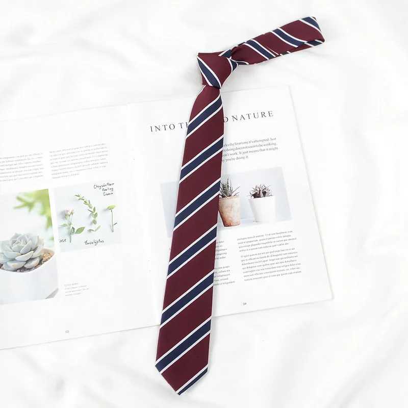 Korean JK Necktie Simple Plaid Neckwear Striped Neck Tie Clothes Accessories Cravat Uniform Bow Tie Wen Men Wedding Neckties X250407