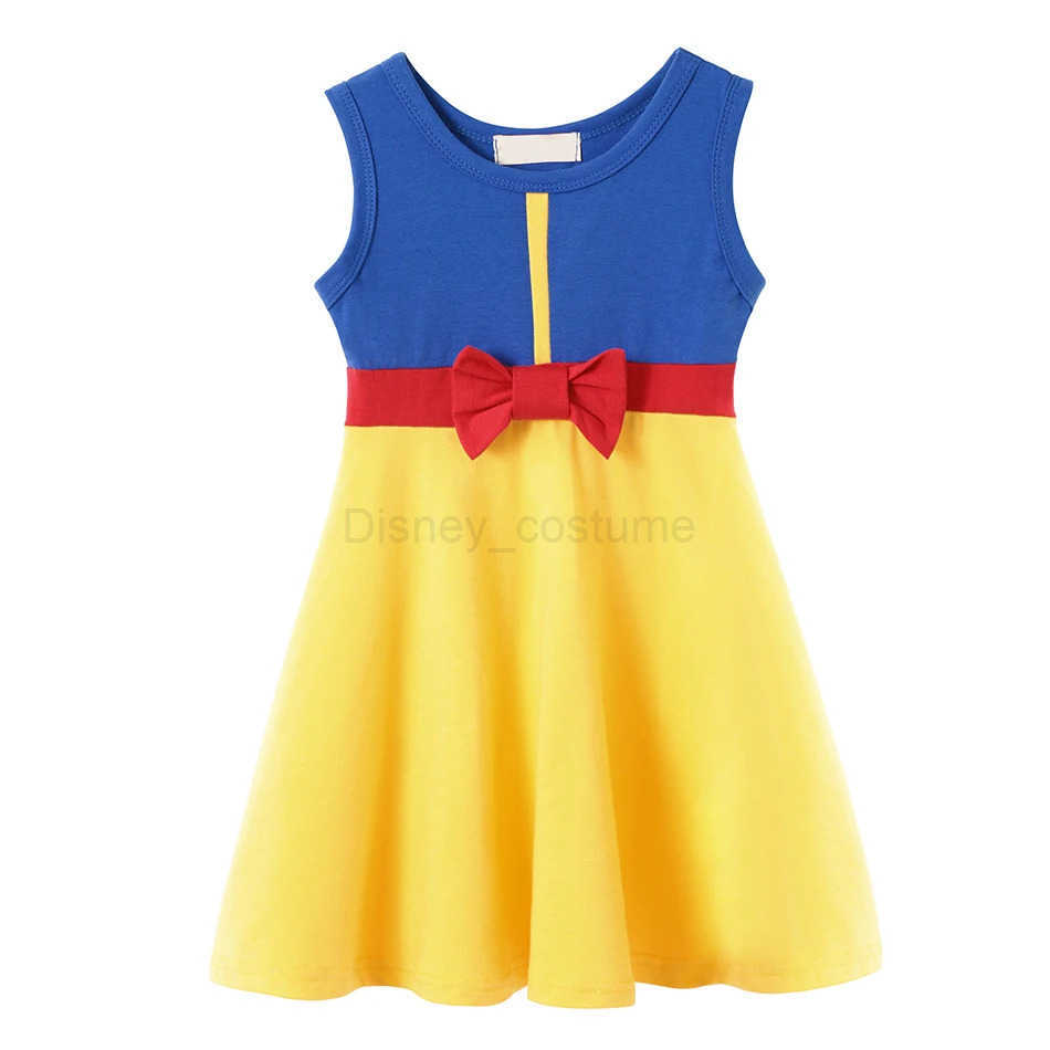 Disney Sunmmer Girls Dress Sleeveless Patchwork Princess Dress Casual Belle Moana Daily Vestidos Children Clothing Pajamas Sweet Girl X250408