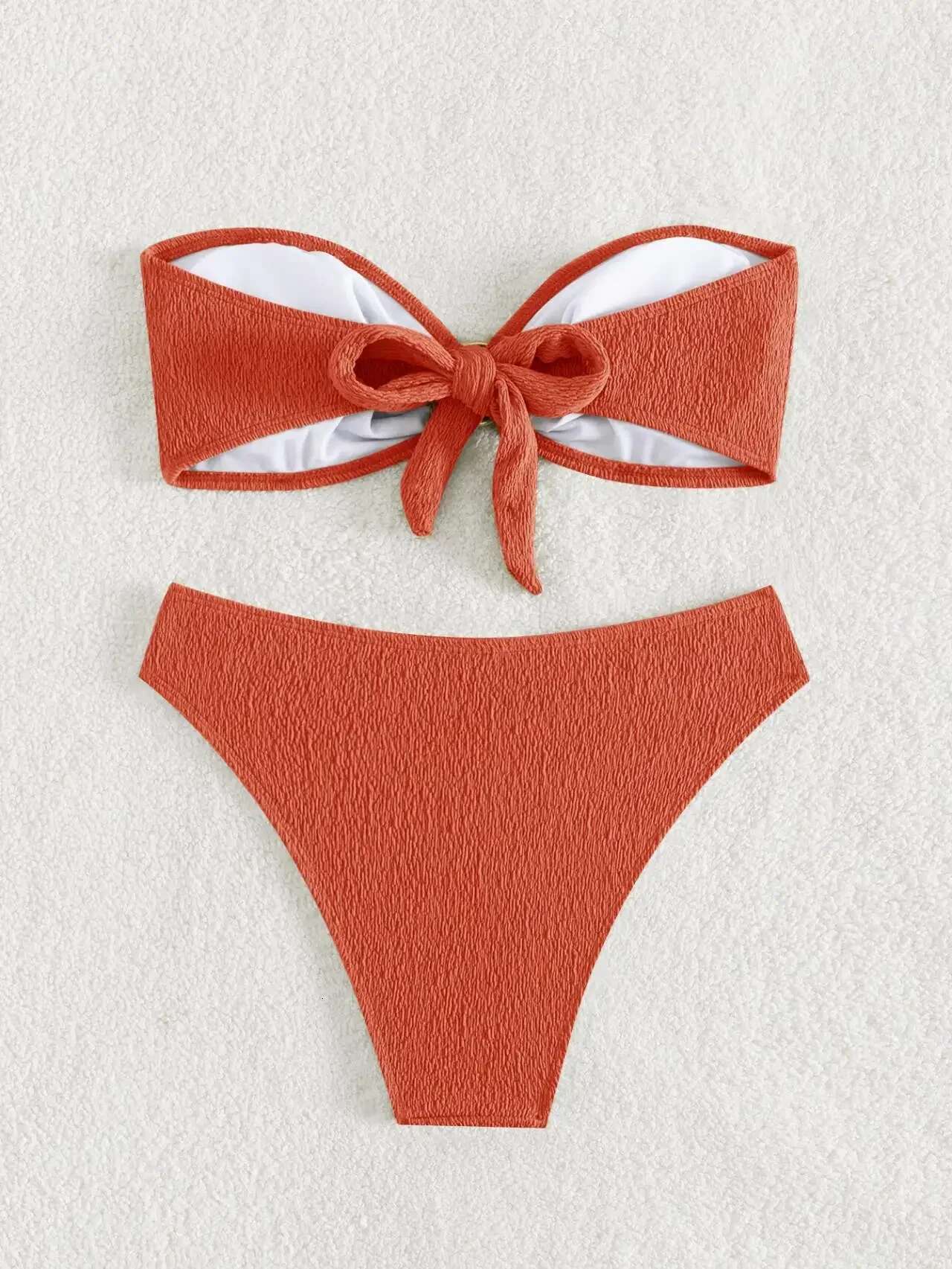 Dongdumaoyi Sexy Bandeau Bikinis Sets Women Metal Ring Linked Push Up Micro Swimsuit Solid Bathing Suit Thong Swimwear Trajes De Ba O