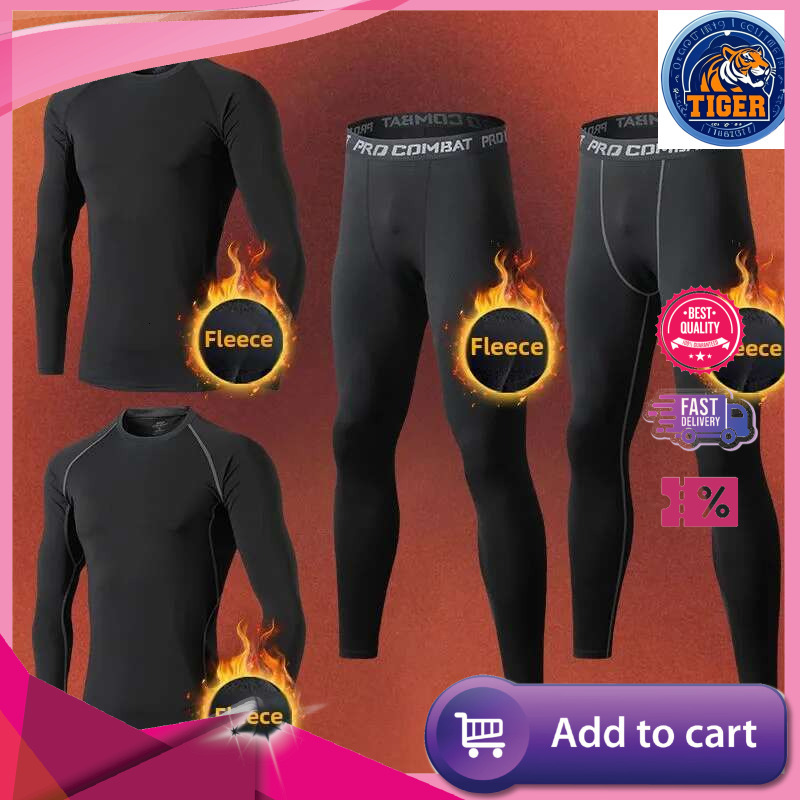 Ddmytiger Ddmytiger Clothing Winter Warm Undershirts Plush Thermal Underwear Elastic Compression Tights Fiess Men S Track Suit Set