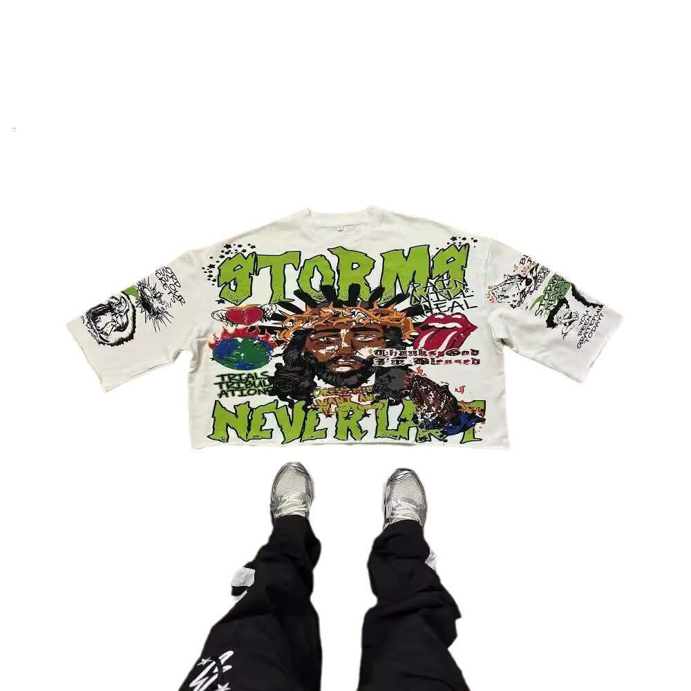American plus size autumn street graffiti print pattern top, unisex loose streetwear trend clothing gift for boys