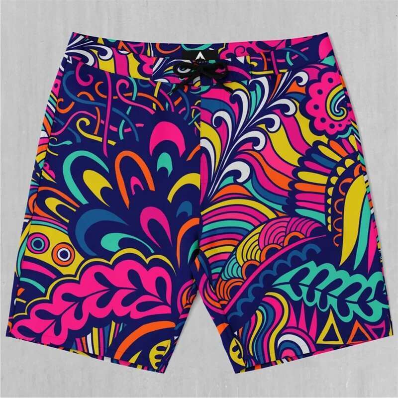 Hip Hop Street Casual For Men Neon Style Personality Music Carnival Party Beach Shorts Summer Trend Short Pant
