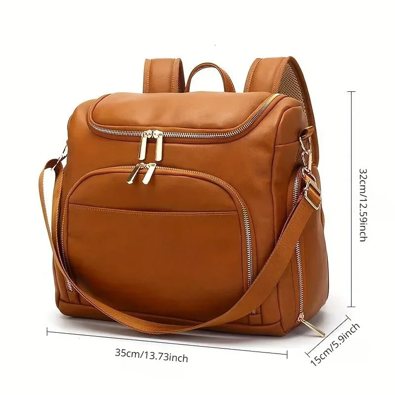 PU Leather Mummy Maternity Bag Baby Diaper Bag Solid Large Capacity Travel Back Pack Stroller Bags with Changing Pad 250407