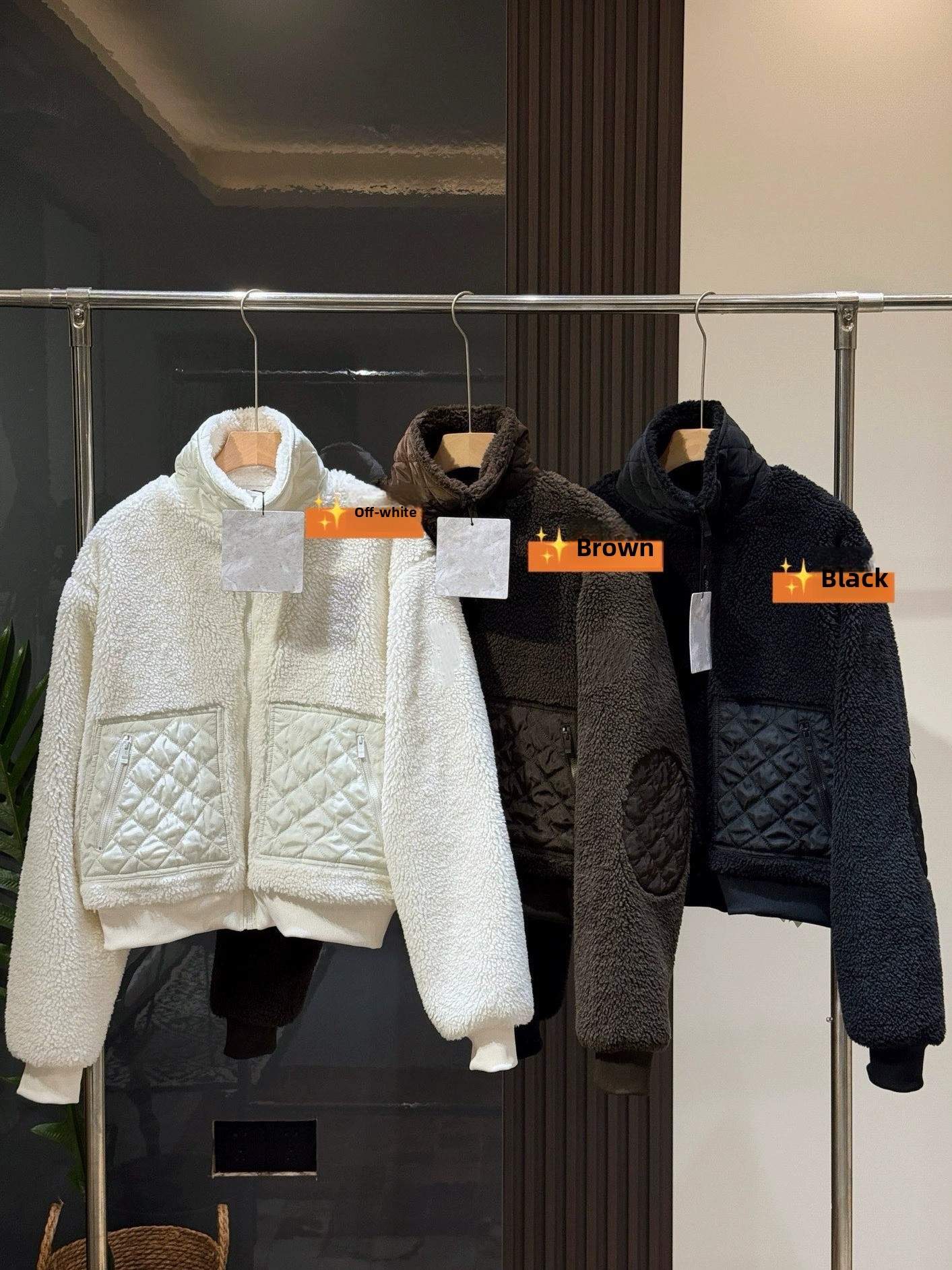 women jacket new design sheepskin autumn and winter warm-keeping brown white Sports Jacket zipper design