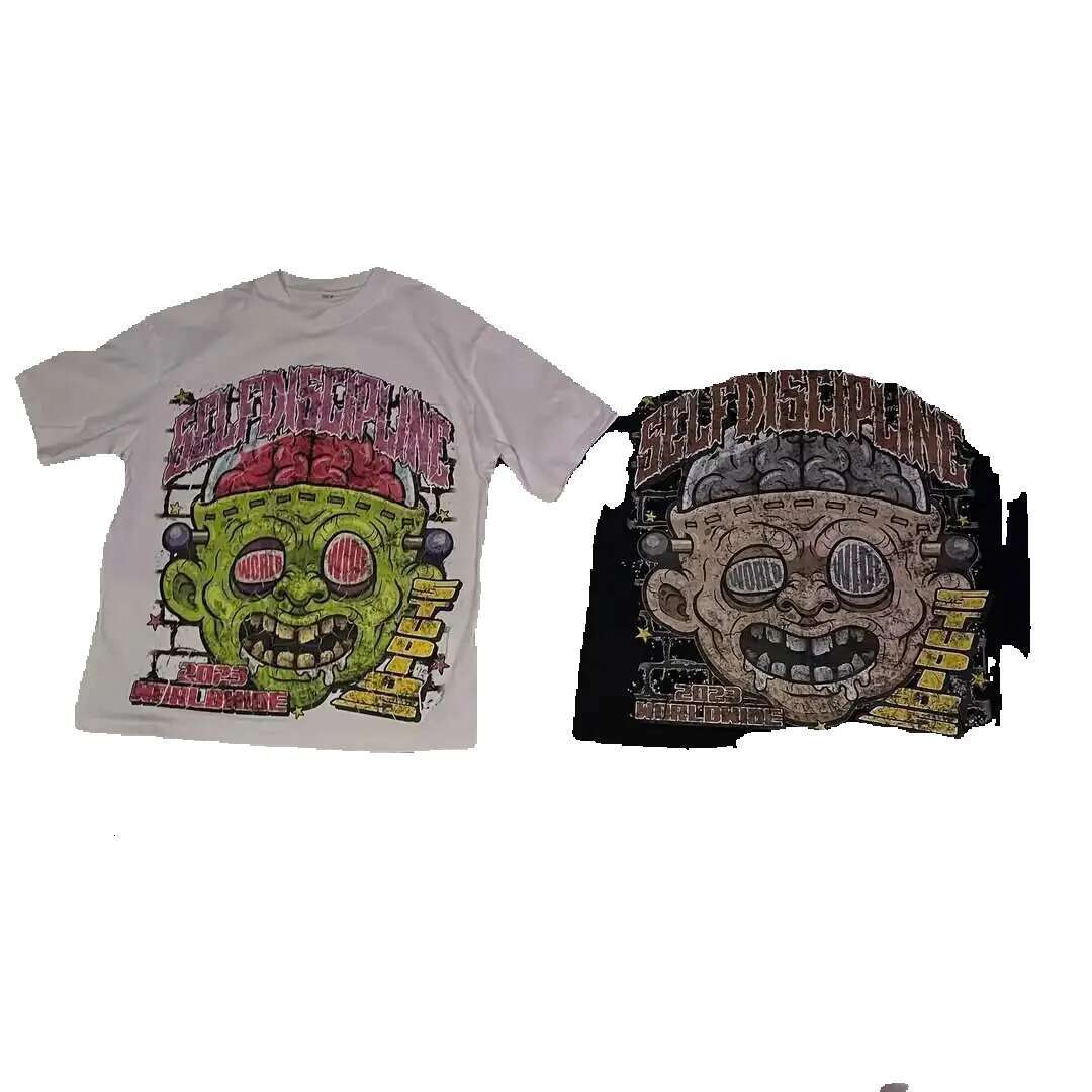 Men's short sleeved T-shirt, printed cotton, retro, street fashion, Haruku, fun, round neck, loose, couple, new collection