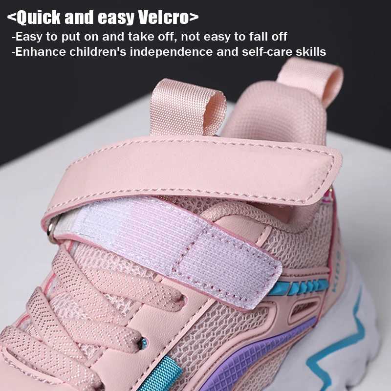 Cute girl pink sports shoes outdoor breathable mesh flat sports shoes fashionable childrens leisure school walking shoes anti slip W250407
