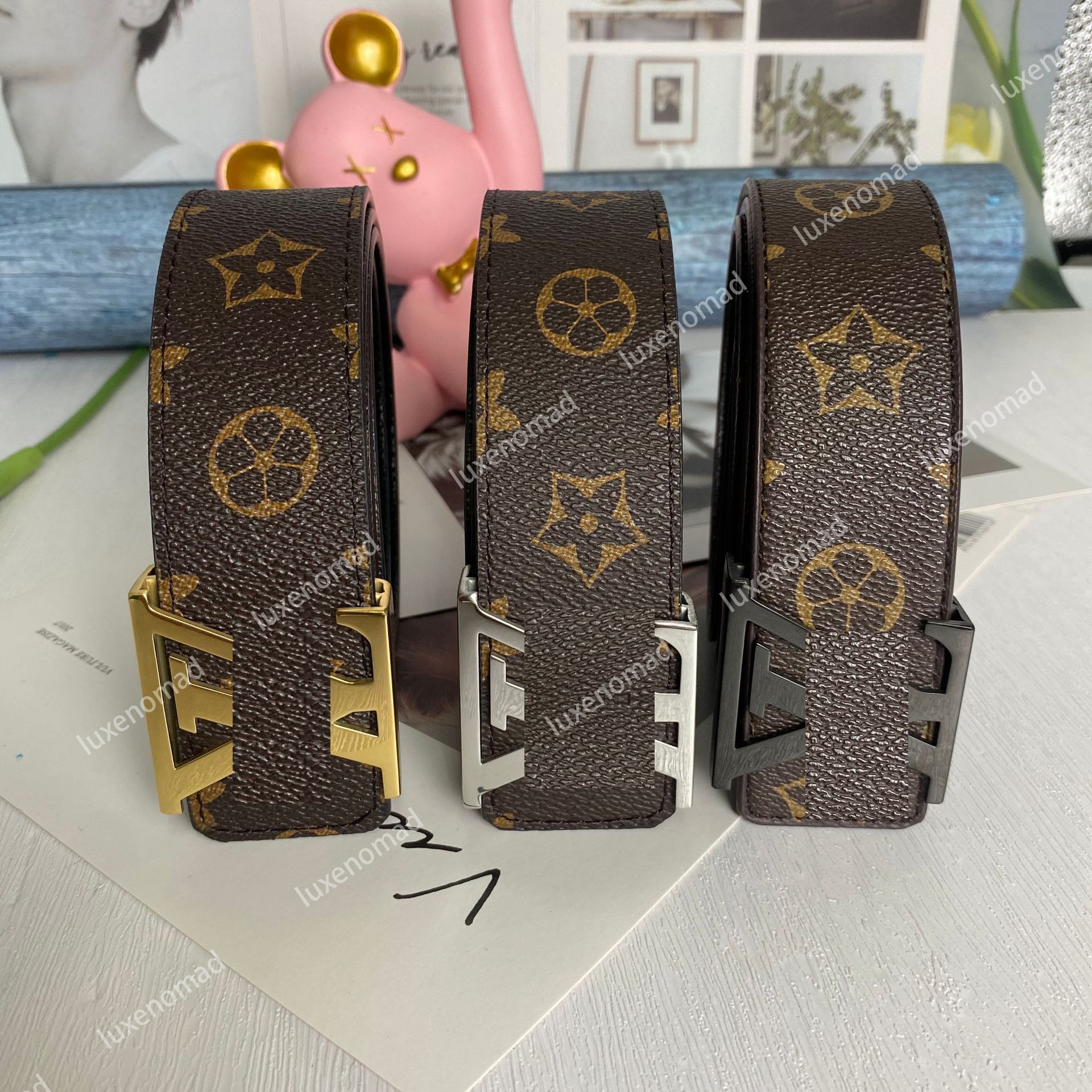 Designer Unisex Leather Belt with Adjustable Metal Buckle - 100-125CM Length, Luxury Casual Fashion Belt for Men & Women