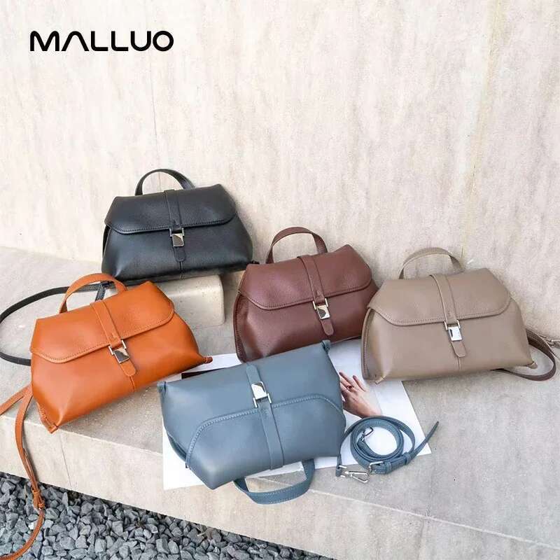 Women Cowhide Genuine Leather Shoulder Ladies Solid Fashion Handbag Designer Crossbody Bags Female Minimalist Bag