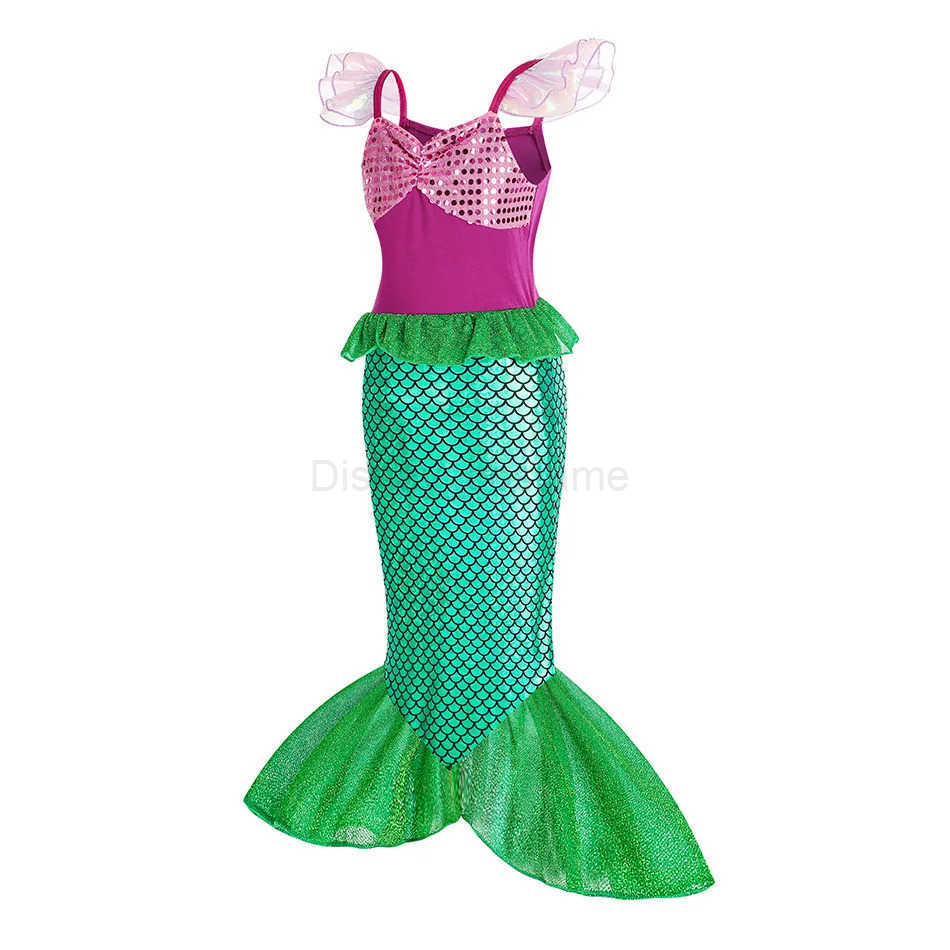 Disney Girl Role Playing Little Mermaid Ariel Ball Princess Costume Childrens Summer Casual Dress Halloween Birthday Party Dress up 2024 X2504081
