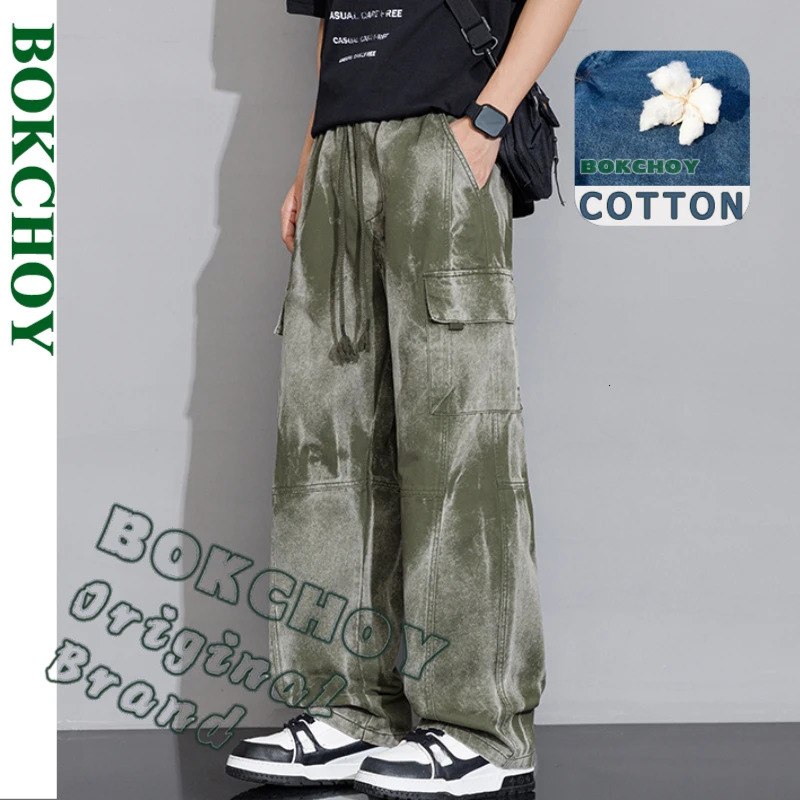 SpringSummer Cotton Goods Casual Large Pocket Mens Clothing Drawstring Fashion Woolen Pants YBJYF2521 250403