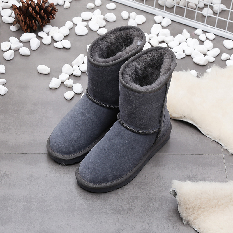 Designer shoes winter new high quality genuine cowhide affordable luxury boots keep warm outdoor non-slip snow boots for woman black grey red pink cof