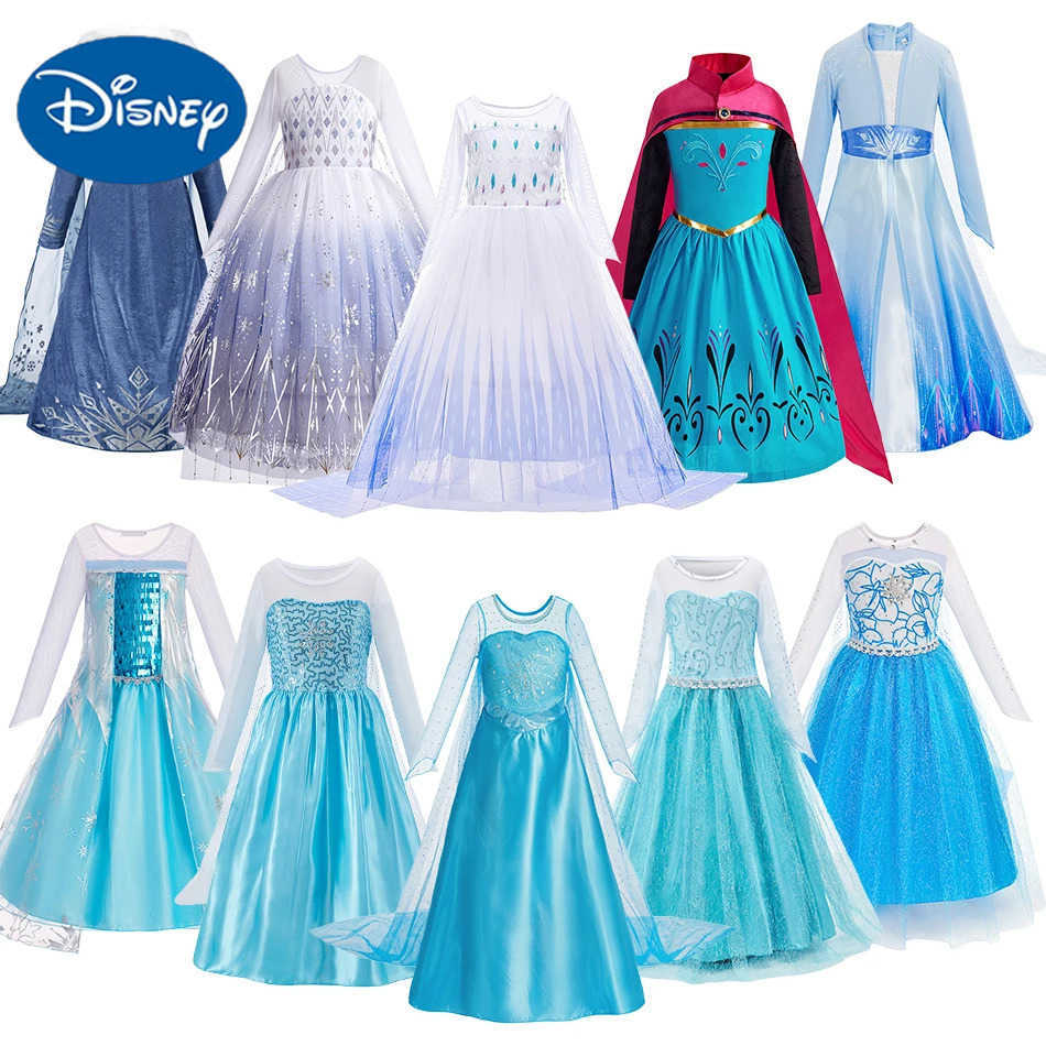 Disney Childrens Princess Maxi Dress Childrens Elsa Tulle Cloak Role Playing Dress Little Girls Birthday Vestodos Ball Long Sleeve Costume X250408