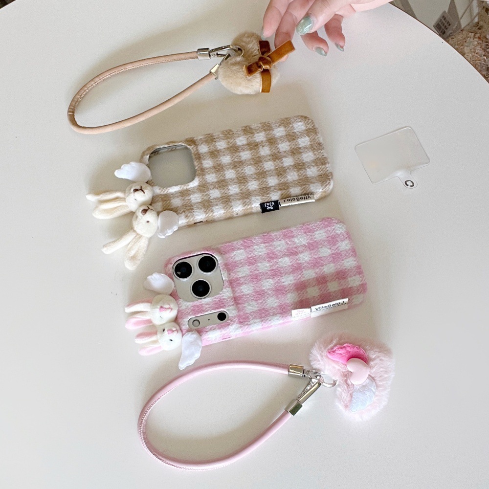 Autumn Winter Rabbit Head Solid Color Phone Case Compatible with iPhone 17/16 Pro Simple Anti-drop iPhone 15/14 Cartoon