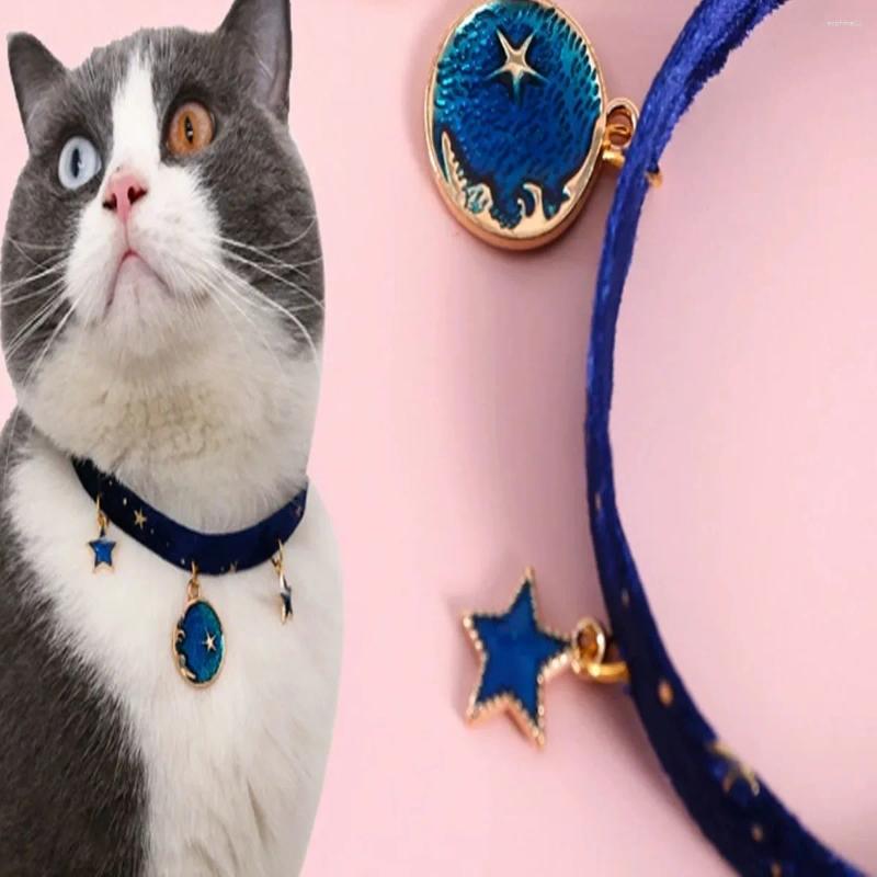 1pc-Cute Cat Pendant Necklace Printed Star Puppy Collar Lobster Clasp Adjustable Extension Chain Pet topstamp