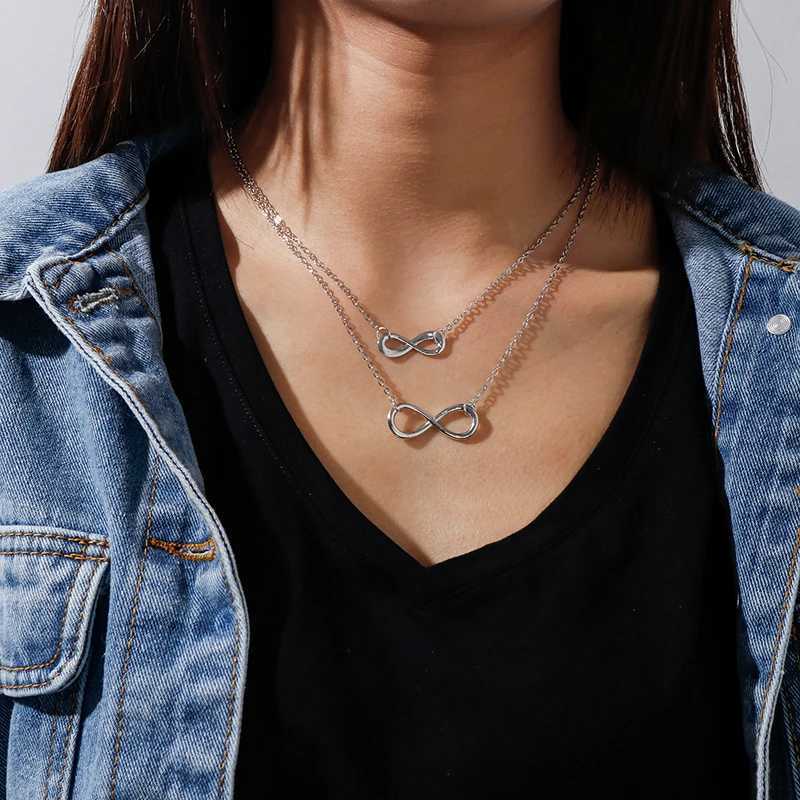 Aihua Fashion Infinity Pendant Necklace for Women Gold Silver Color Chains Infinity Symbol Party Collares Jewelry on the NeckC250407