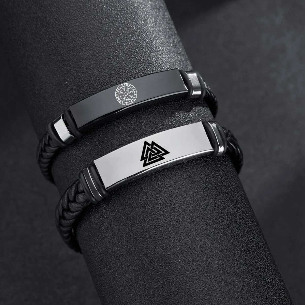 Personze Family Name Bracelets for Men Black Laye Braided Leather with Stainl Steel Charms Cust Christmas GiftC250408