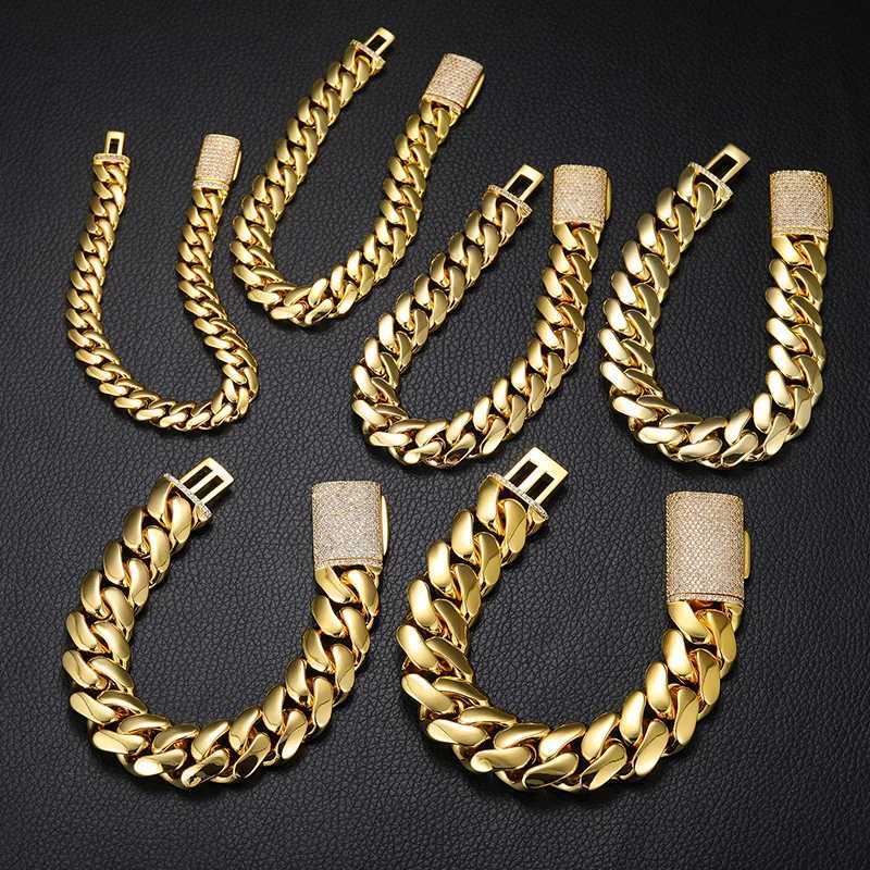 10-20mm d Out 5A Zircon Cuban Bracet Plated 18k Gold Fine Jewelry Maimi CZ Cubic Zirconia Chain Link Bracets Bang 7-9inC250408