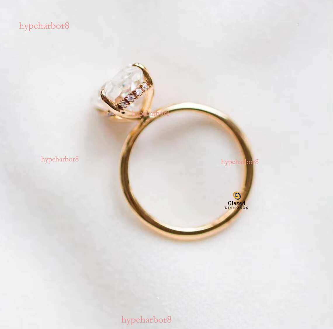 14x11mm oval cut silica VVs transparent hidden halo Hailey Bieber 10k female celebrity ring