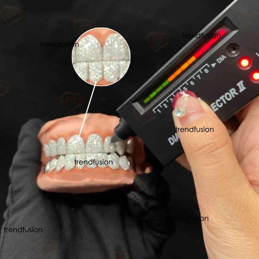 Iced Out Hip Hop Teeth Pass Dia Tester Rose Gold Sterg Sliver Custom Vvs Moissanite Grillz