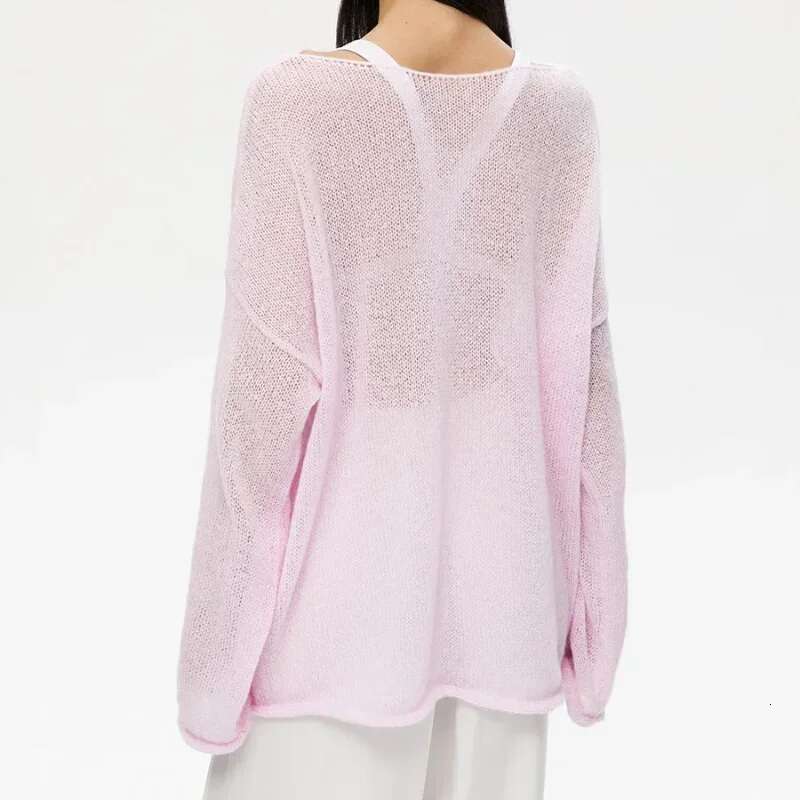 Elegant Sweater 2024 Summer Autumn Casual Fashion Loose Women Pullovers Chic Pink White Jumper Sueter Mujer