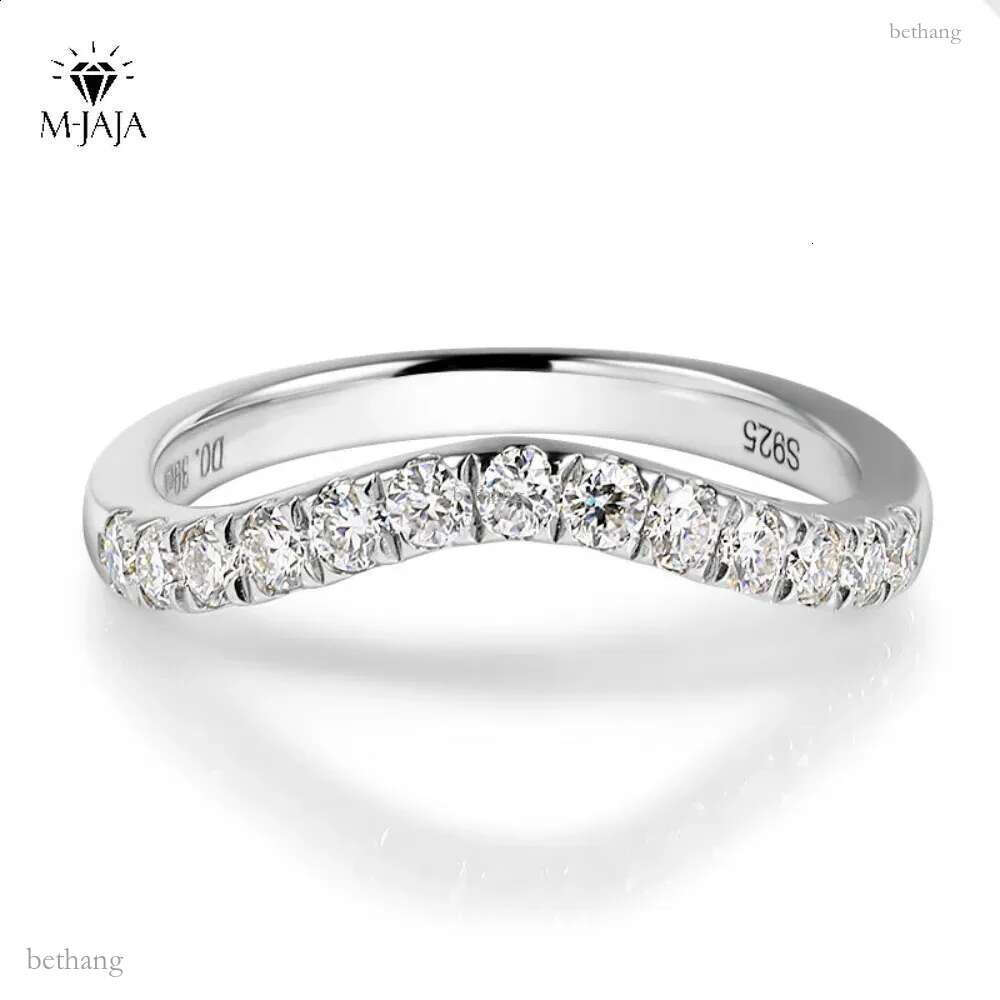 Wedding Rings M-JAJA Half Ring Curved Wedding Band 925 Sterling Silver 0.39ct Lab Diamond Rings for Women D Color Jewelry231118