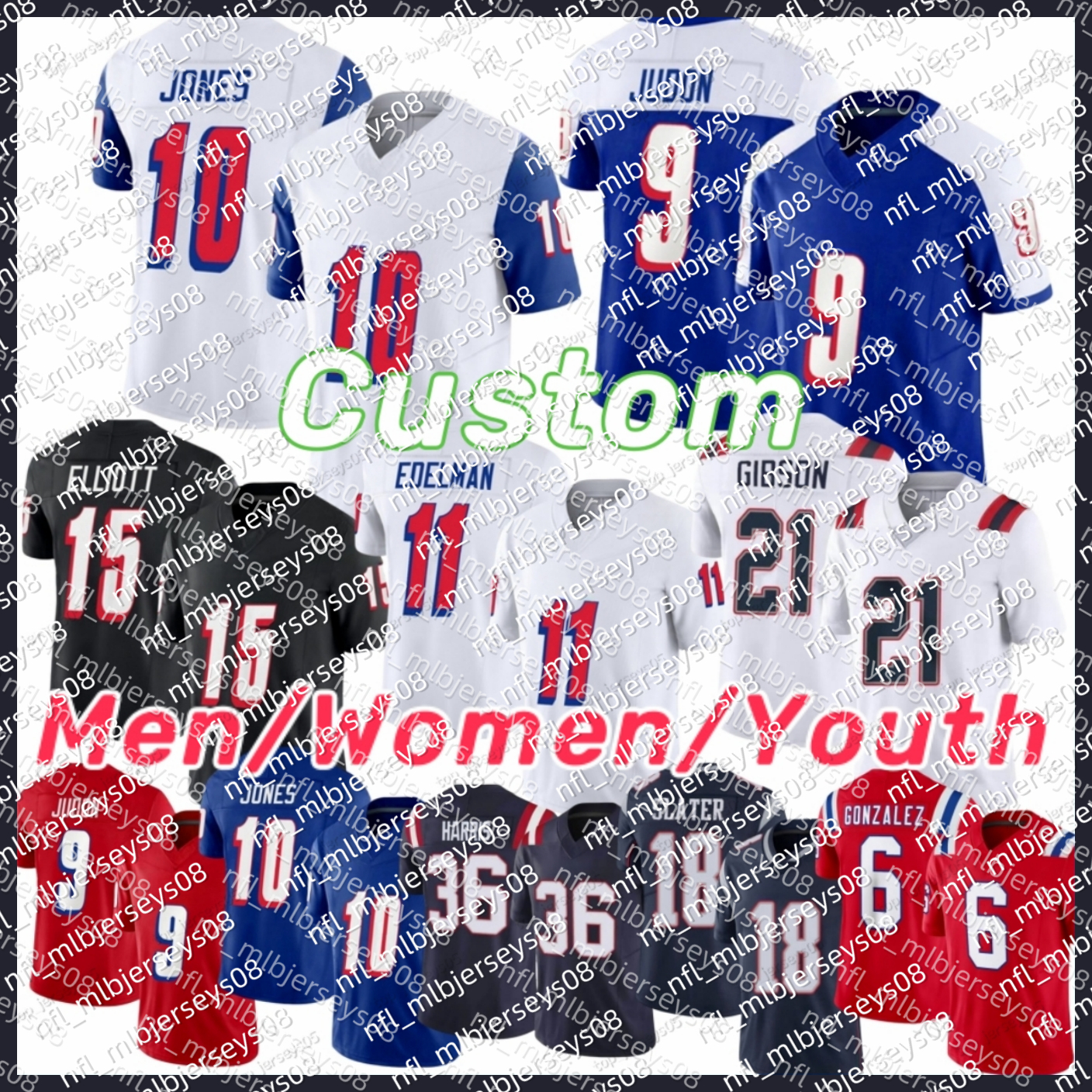 NFL Tom Brady 10 Drake Maye Hunter Henry Antonio Gibson Austin Hooper K.J. Osborn Kyle Dugger 5 Jabrill Peppers Keion White Tyquan Thornton Patriots Football Jersey nnk